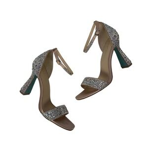 Betsey Johnson Dani Heels Womens 8.5 Rhinestone Ankle Strap Sparkly Sandals